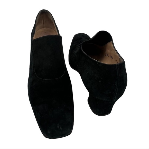 Salvatore Ferragamo Women’s Black Suede Square Toe Pump Heels Size 9 1/2 Narrow - Picture 1 of 9